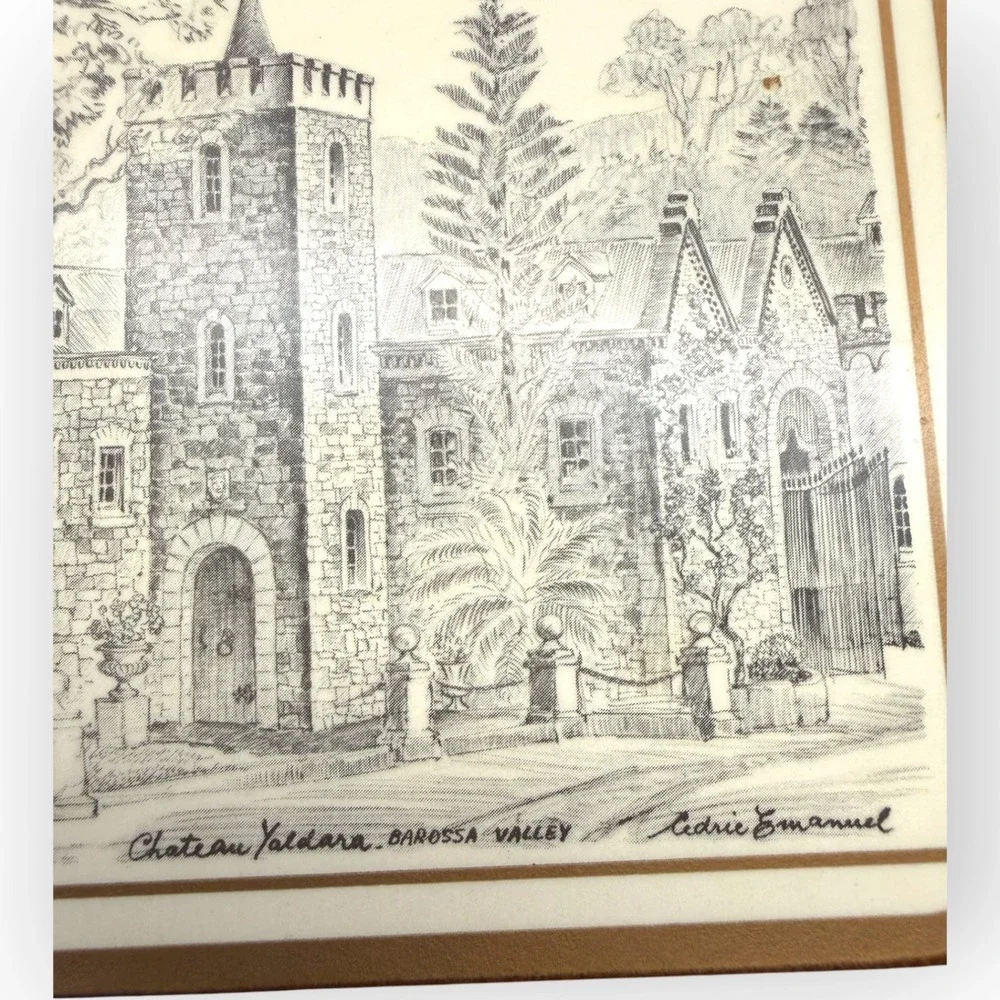 Vtg Pimpernel Cedric Emanuel Australian Landmark Coasters Set 9 Sketch Adelaide